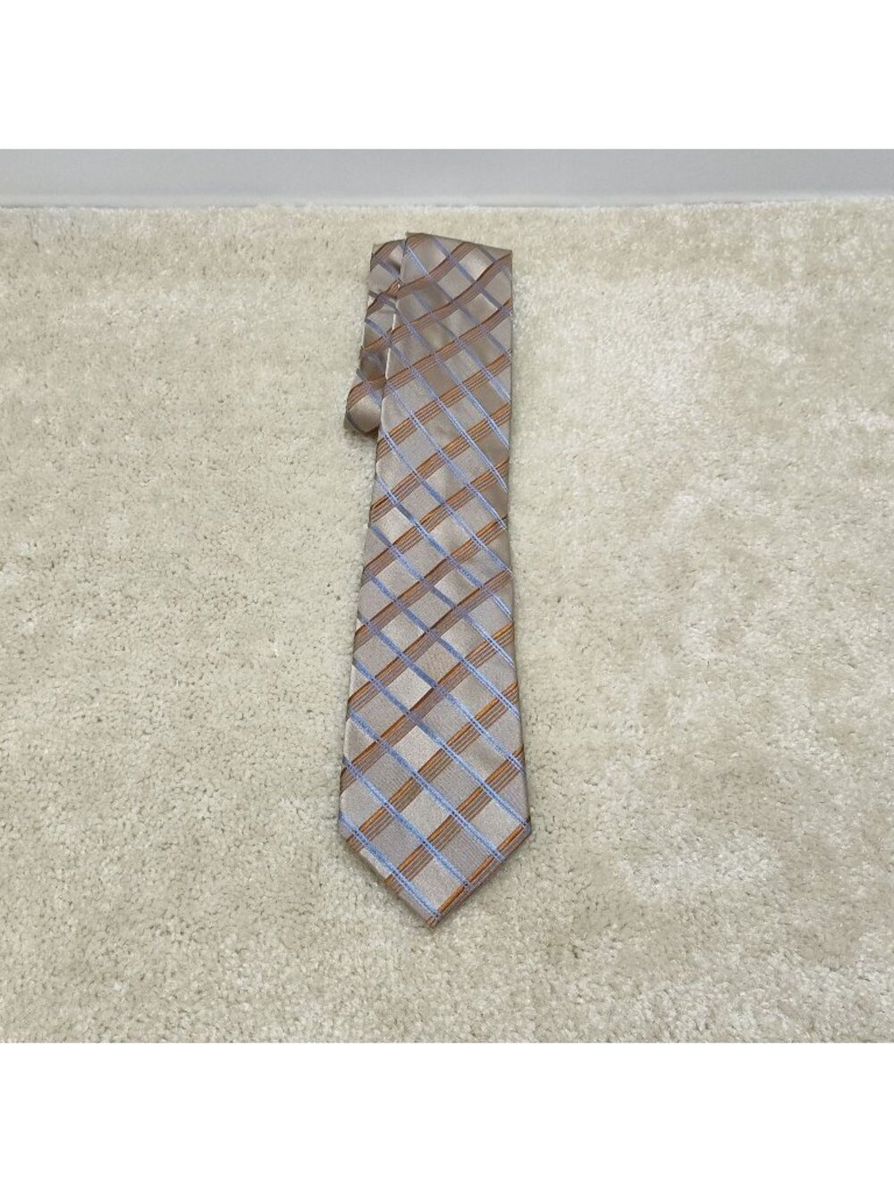 Michael Kors Plaid Necktie Pure Silk Woven Check Geometric Men Business Suit VGC